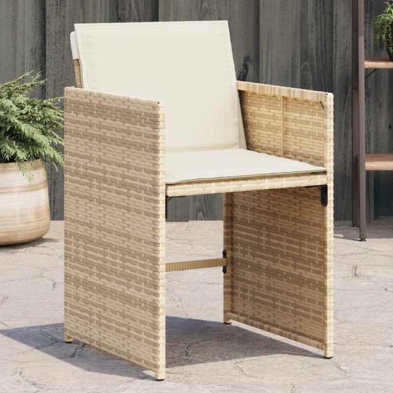 vidaXL Sillas de jardín con cojines 4 uds ratán sintético beige vidaXL Sillas de jardín con cojines 4 uds ratán sintético beige