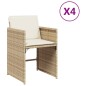vidaXL Sillas de jardín con cojines 4 uds ratán sintético beige vidaXL Sillas de jardín con cojines 4 uds ratán sintético beige