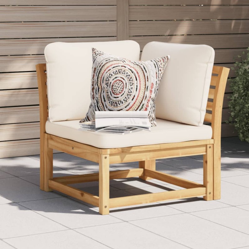 vidaXL Sofá de jardín de esquina y cojines acacia maciza 73x73x65 cm vidaXL Sofá de jardín de esquina y cojines acacia maciza 73x73x65 cm