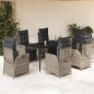 vidaXL Set comedor jardín 7 pzas y cojines ratán sintético gris vidaXL Set comedor jardín 7 pzas y cojines ratán sintético gris