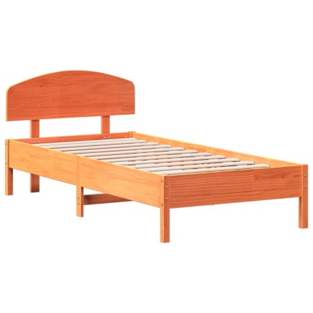 vidaXL Estructura cama con cabecero madera pino marrón cera 100x200 cm