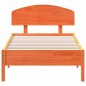 vidaXL Estructura cama con cabecero madera pino marrón cera 100x200 cm vidaXL Estructura cama con cabecero madera pino marrón cera 100x200 cm