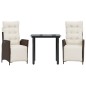 vidaXL Set comedor de jardín 3 piezas y cojines ratán sintético marrón