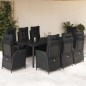 vidaXL Set de comedor de jardín 9 pzas y cojines ratán sintético negro vidaXL Set de comedor de jardín 9 pzas y cojines ratán sintético negro