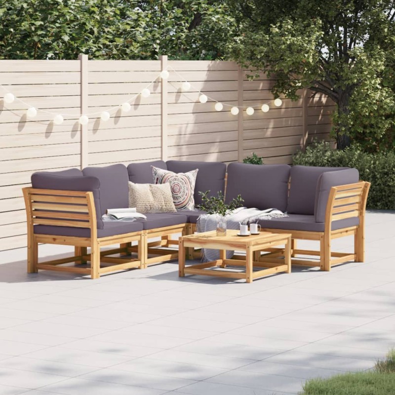 vidaXL Juego de muebles jardín 6 pzas con cojines madera maciza acacia vidaXL Juego de muebles jardín 6 pzas con cojines madera maciza acacia