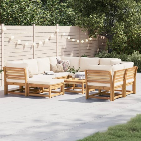 vidaXL Juego muebles jardín 10 pzas con cojines madera maciza acacia