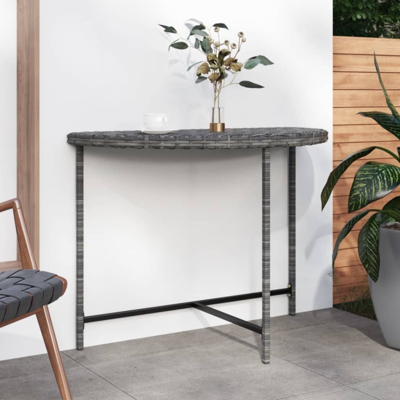vidaXL Mesa de jardín de ratán sintético gris 100x50x75 cm vidaXL Mesa de jardín de ratán sintético gris 100x50x75 cm