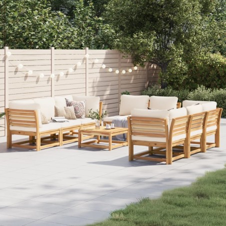 vidaXL Juego de muebles jardín 9 pzas con cojines madera maciza acacia