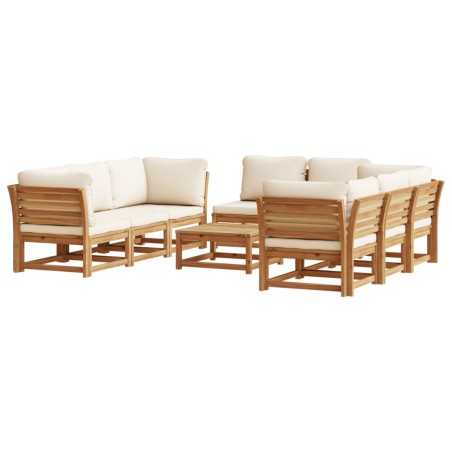 vidaXL Juego de muebles jardín 9 pzas con cojines madera maciza acacia