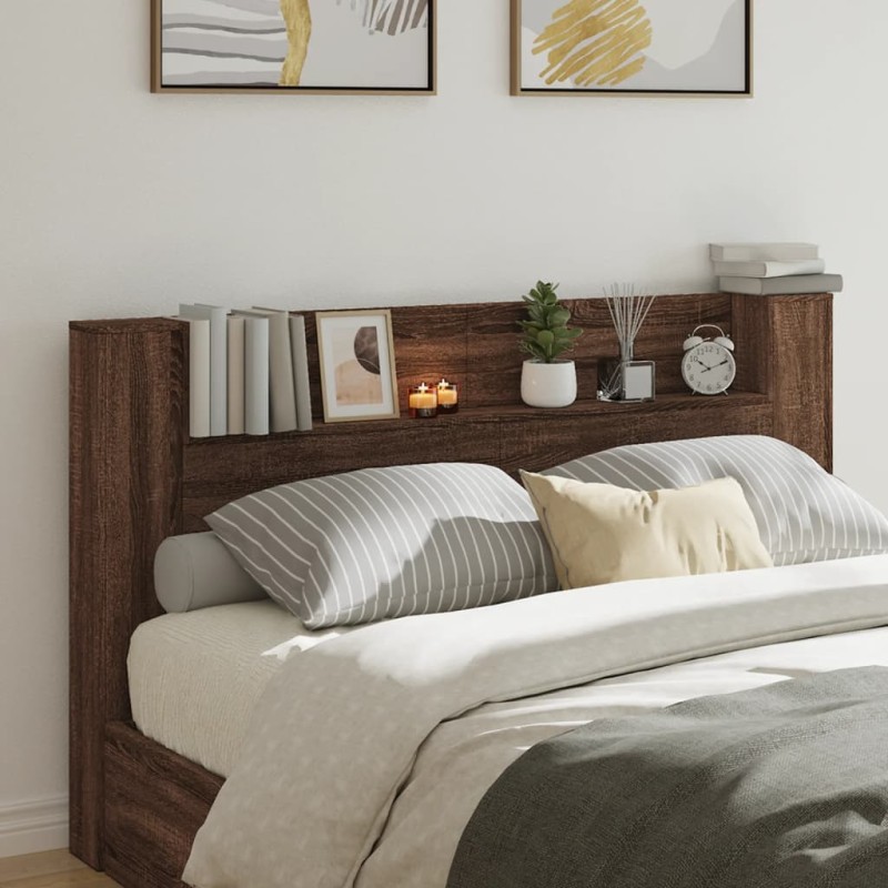 vidaXL Cabecero de cama con LED marrón roble 180x16,5x103,5 cm