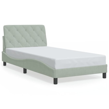 vidaXL Estructura de cama con cabecero terciopelo gris claro 100x200cm