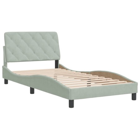 vidaXL Estructura de cama con cabecero terciopelo gris claro 100x200cm