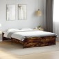 vidaXL Estructura cama madera ingeniería metal roble ahumado 160x200cm vidaXL Estructura cama madera ingeniería metal roble ahumado 160x200cm