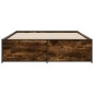 vidaXL Estructura cama madera ingeniería metal roble ahumado 160x200cm vidaXL Estructura cama madera ingeniería metal roble ahumado 160x200cm