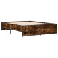 vidaXL Estructura cama madera ingeniería metal roble ahumado 160x200cm vidaXL Estructura cama madera ingeniería metal roble ahumado 160x200cm