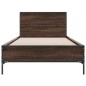 vidaXL Estructura cama madera ingeniería metal roble marrón 90x200 cm