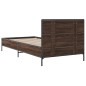 vidaXL Estructura cama madera ingeniería metal roble marrón 90x200 cm
