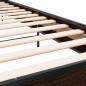 vidaXL Estructura cama madera ingeniería metal roble marrón 90x200 cm
