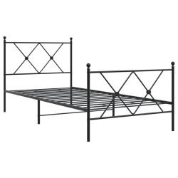 vidaXL Estructura de cama con cabecero y estribo metal negro 90x190 cm