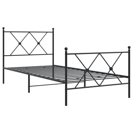 vidaXL Estructura de cama con cabecero y estribo metal negro 90x190 cm
