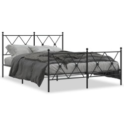 vidaXL Estructura cama con cabecero y estribo metal negro 137x190 cm