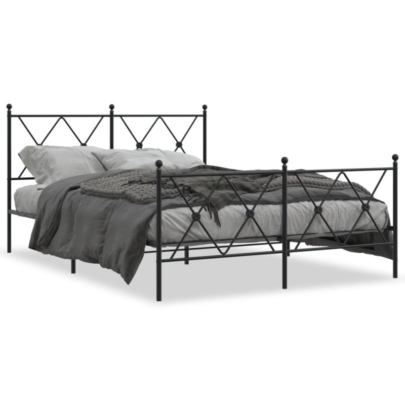 vidaXL Estructura cama con cabecero y estribo metal negro 137x190 cm vidaXL Estructura cama con cabecero y estribo metal negro 137x190 cm