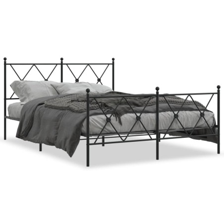 vidaXL Estructura cama con cabecero y estribo metal negro 137x190 cm