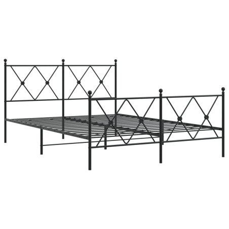 vidaXL Estructura cama con cabecero y estribo metal negro 137x190 cm