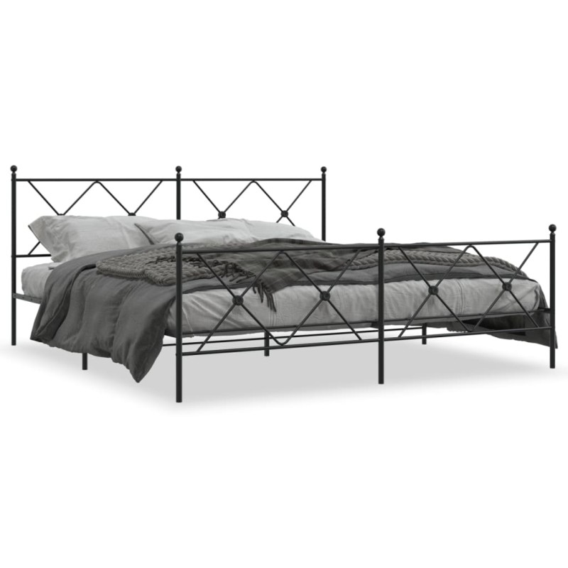 vidaXL Estructura de cama cabecero y estribo metal negro 183x213 cm