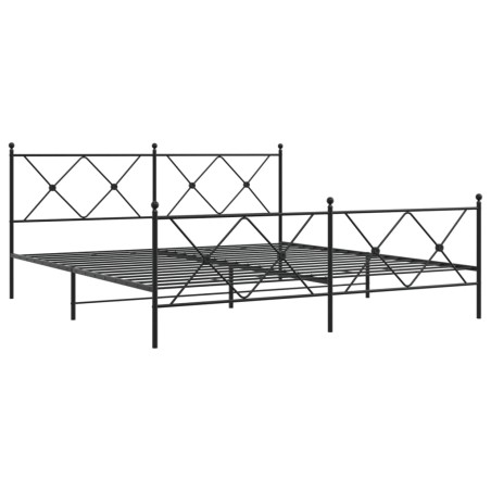 vidaXL Estructura de cama cabecero y estribo metal negro 183x213 cm