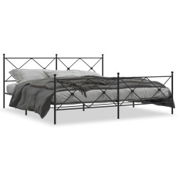 vidaXL Estructura de cama cabecero y estribo metal negro 200x200 cm