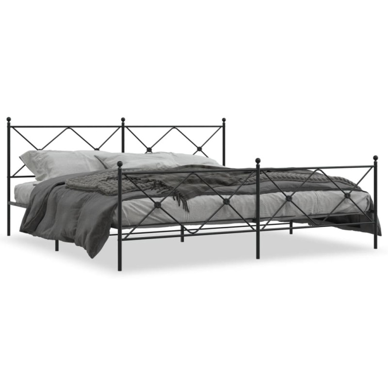 vidaXL Estructura de cama cabecero y estribo metal negro 200x200 cm vidaXL Estructura de cama cabecero y estribo metal negro 200x200 cm