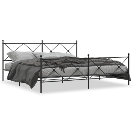 vidaXL Estructura de cama cabecero y estribo metal negro 200x200 cm