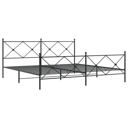vidaXL Estructura de cama cabecero y estribo metal negro 200x200 cm