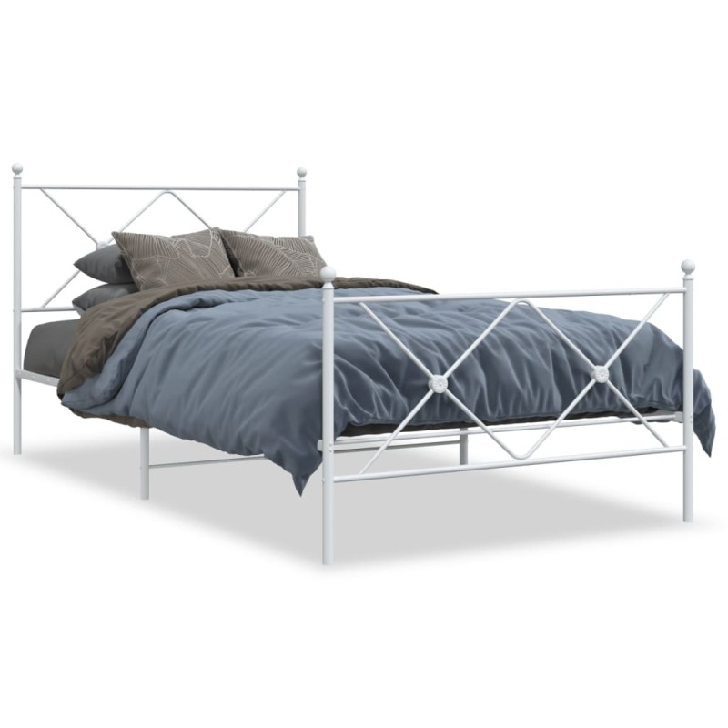 vidaXL Estructura cama metal con cabecero y pie cama blanca 107x203 cm