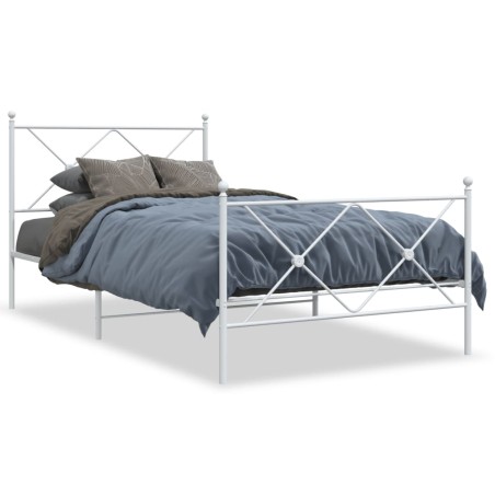 vidaXL Estructura cama metal con cabecero y pie cama blanca 107x203 cm