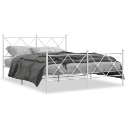 vidaXL Estructura cama metal con cabecero y estribo blanco 150x200 cm