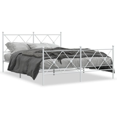 vidaXL Estructura cama metal con cabecero y estribo blanco 150x200 cm