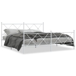 vidaXL Estructura cama metal con cabecero y estribo blanco 180x200 cm
