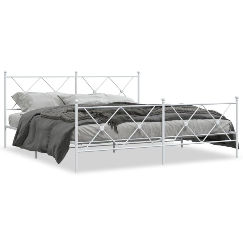 vidaXL Estructura cama metal con cabecero y estribo blanco 180x200 cm vidaXL Estructura cama metal con cabecero y estribo blanco 180x200 cm