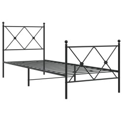 vidaXL Estructura de cama con cabecero y estribo metal negro 75x190 cm