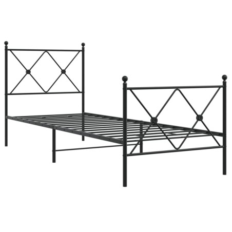 vidaXL Estructura de cama con cabecero y estribo metal negro 75x190 cm