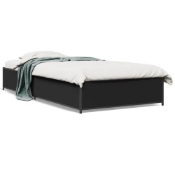 vidaXL Estructura de cama madera de ingeniería y metal negra 90x190 cm