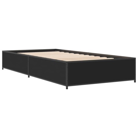 vidaXL Estructura de cama madera de ingeniería y metal negra 90x190 cm