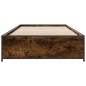 vidaXL Estructura cama madera ingeniería metal roble humo 75x190 cm vidaXL Estructura cama madera ingeniería metal roble humo 75x190 cm