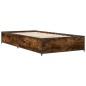vidaXL Estructura cama madera ingeniería metal roble humo 75x190 cm vidaXL Estructura cama madera ingeniería metal roble humo 75x190 cm