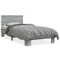 vidaXL Estructura cama madera ingeniería metal gris Sonoma 100x200 cm vidaXL Estructura cama madera ingeniería metal gris Sonoma 100x200 cm
