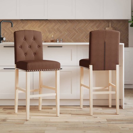 vidaXL Taburetes altos 2 uds madera maciza de caucho y tela