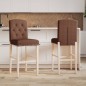vidaXL Taburetes altos 2 uds madera maciza de caucho y tela