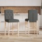 vidaXL Taburetes altos 2 uds madera maciza de caucho y tela vidaXL Taburetes altos 2 uds madera maciza de caucho y tela